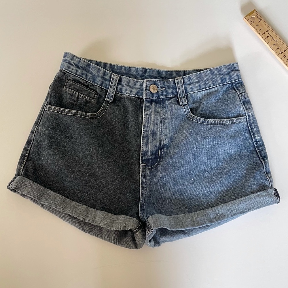 HIGH‎ Rise 2 Color Denim Cuffed Jean Shorts XS